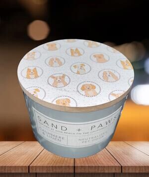 NEW! Sand + Paws Cashmere & Linen 12 oz Scented Candle